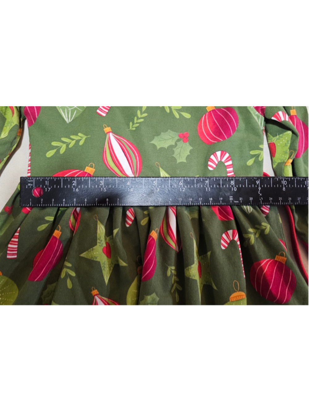 Toddler Girls Bella & Omi Christmas Dress Size 2T Green Red Holiday Print - Picture 3 of 4